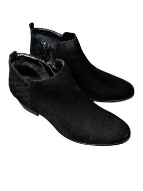 Style & Co Wessley Black Faux Suede Ankle Boot Low Stacked Heel Women’s Size 8